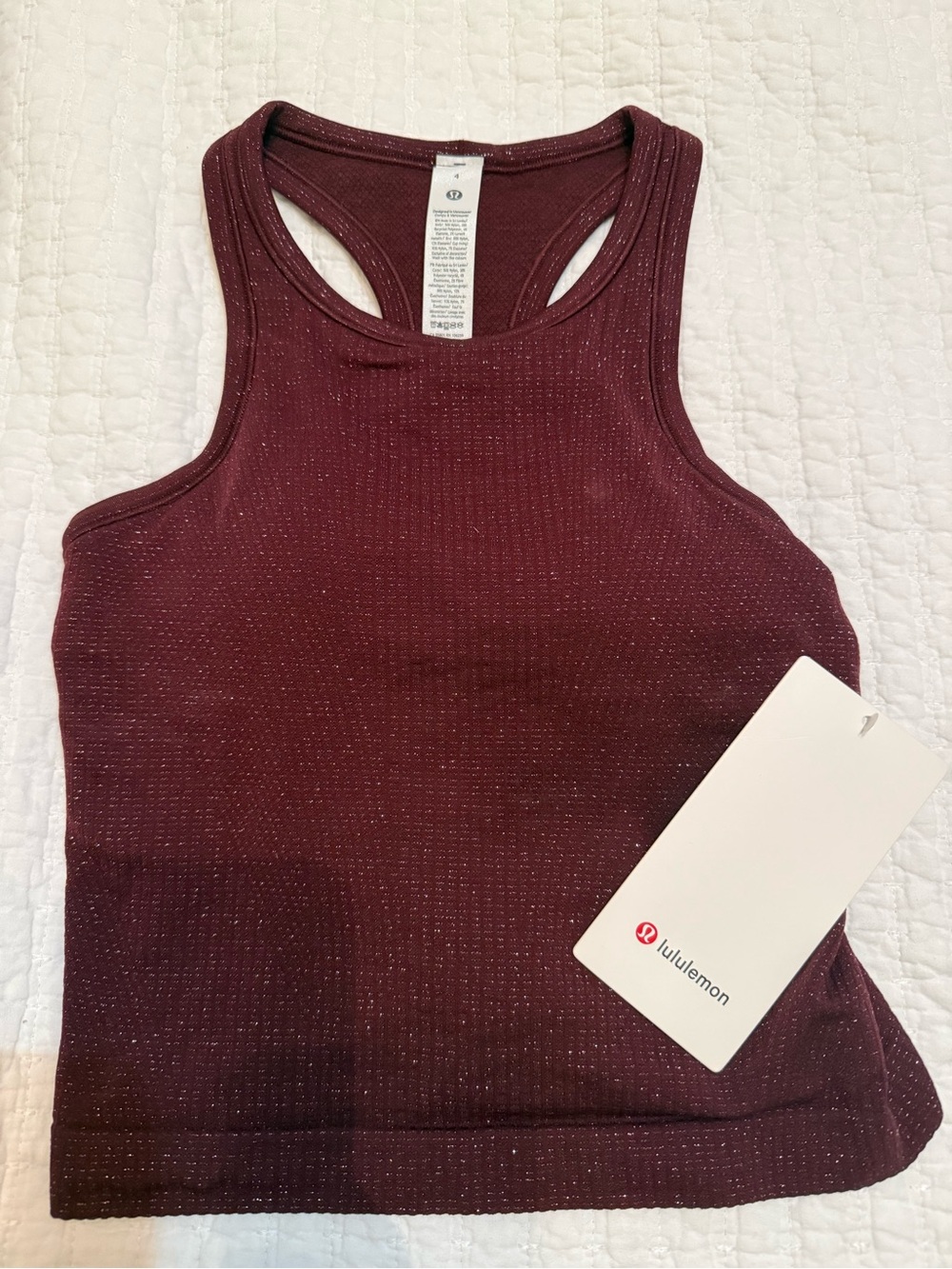 lululemon ebb to street cropped racerback *sparkle (size 4)